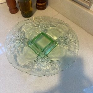 Elegant Green Vintage Depression Glass Serving Platter